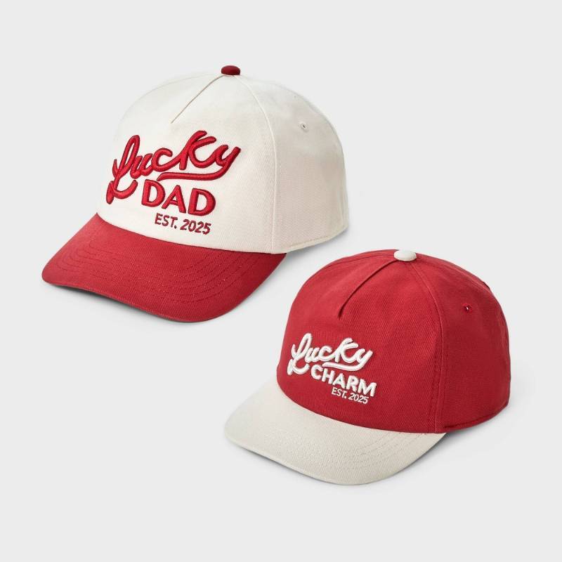 lot 2024 image: Mens 2pk Lucky Dad Baseball Hat - Goodfellow & Co�� Red