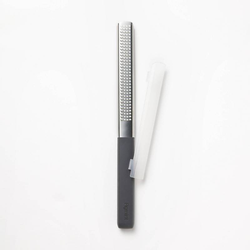 lot 2050 image: Zester with Shield Dark Gray - Figmint�� Stainless Steel Citrus Grater, Reusable Cover, Dishwasher-Safe - Retail $10