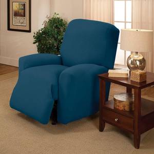 lot 2088 image: Jersey Large Recliner Slipcover Cobalt - Madison Industries Stretch Fit, Elastic Closure, Indoor Use - Retail $100