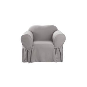lot 2094 image: Seafoam Cotton Duck Armchair Box Cushion Two Piece Slipcover, Chair Cover, Relaxed Woven Fit, 100% Cotton, Machine Washable, Seafoam - Retail $41