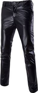 lot 2104 image: ZEROYAA Mens Night Club Metallic Gold Suit PantsStraight Leg Trousers (32, Black) - Retail $3,498