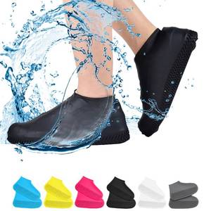 lot 2119 image: VBoo Waterproof Shoe Covers, Non-Slip Water Resistant Overshoes Silicone Rubber Rain Shoe Cover Outdoor cycling Protectors apply to Men, Women, Kids (Large, Black) - Retail $10
