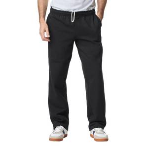 lot 2141 image: Gildan Adult Fleece Open Bottom Sweatpants with Pockets, Style G18300, Black, Large - Retail $12