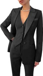 lot 2142 image: Women Pantsuits Wedding Tuxedos Party Wear Suits Formal Business Suits Black, 10 - Retail $88