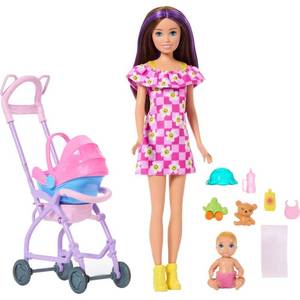 lot 1130 image: Barbie Skipper Babysitters Inc. Playset with Skipper Doll, Baby Doll, Stroller & 7 Accessories - Retail $22