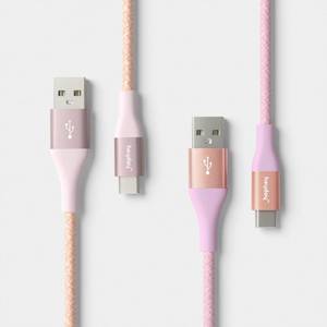 lot 1148 image: 10ft USB-A to USB-C Braided Cable 2pk - heyday Bright Lilac Cosmetic Pink - Retail $30
