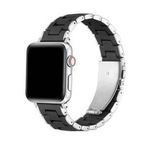 lot 1149 image: Posh Tech Orla Silicone Steel Band for Apple Watch - Black - Retail $30