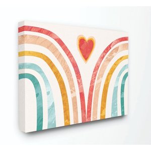 lot 1193 image: The Kids Room by Stupell Kids Paper Collage Rainbow Heart Design Canvas Wall Art by Daphne Polselli - Retail $45