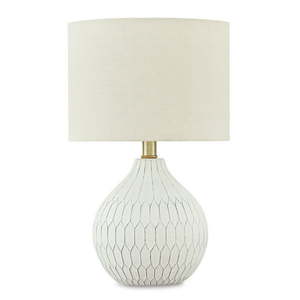 lot 1195 image: Signature Design by Ashley Contemporary Wardmont Table Lamp White - Retail $175