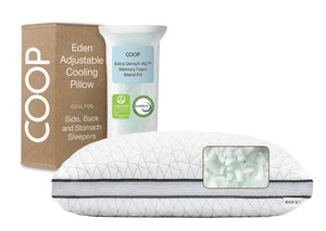 lot 1097 image: Coop Home Goods The Eden Cool Adjustable Pillow, King Size - Adjustable Memory Foam with Gel - Soft Breathable Lulltra Fabric - Ideal for All Sleepers - Retail $119