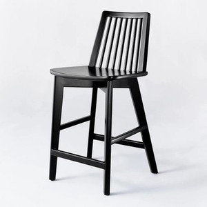lot 1105 image: Linden Modified Windsor Wood Counter Height Barstool Black - Threshold MINOR SCUFFS - Retail $0