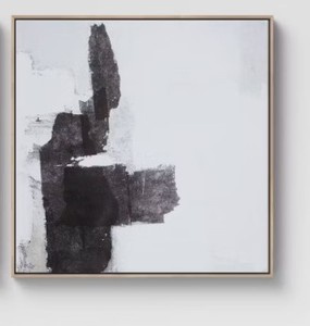 lot 1234 image: 24 x 24 Framed Canvas Black - Threshold Modern Style, Digital Abstract Art, Vertical Polystyrene Frame