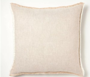 lot 1260 image: Oversized Reversible Linen Square Throw Pillow with Frayed Edges Beige - Threshold designed with Studio McGee - Retail $30