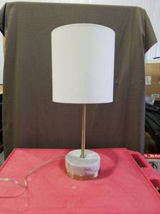 lot 3208 image: Modern Table Lamp with Marble Base and White Shade