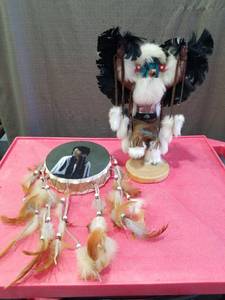 lot 3211 image: Native American Eagle Kachina Doll with Feather Drum
