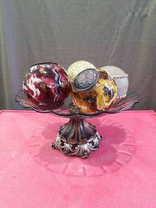 lot 3220 image: Decorative Spheres Collection with Ornate Display Stand