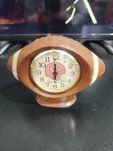 lot 3289 image: Vintage Kansas City Chiefs Football Shaped Desk Clock