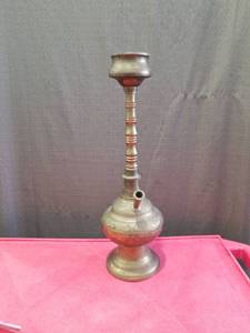 lot 3313 image: Brass Hookah Water Pipe with Engraved Details