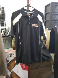lot 3325 image: Harley-Davidson Black Polo Shirt Size Large