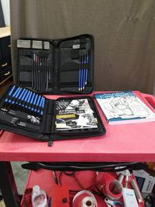 lot 3350 image: Castle Arts 40 Piece Drawing Set with How to Draw Cool Stuff Book