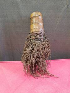 lot 3354 image: African Tribal Ceremonial Mask with Raffia Fringe