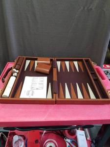 lot 3356 image: Leather Backgammon Set with Carrying Case