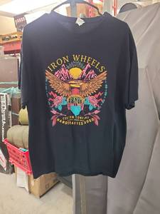 lot 4307 image: Iron Wheels Custom Company Graphic T-Shirt Size Large