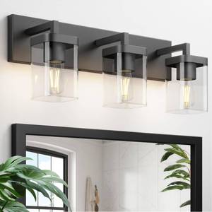 lot 5189 image: Danshinro Bathroom Lighting Fixtures Over Mirror, Square Design & Rectangle Large Backplate, 3 Lights Morden Vanity Lighting Fixtures, Bathroom Light Fixtures for BathroomLiving RoomBedroom, Black - Retail $86