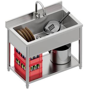 lot 5200 image: Stainless Steel Utility Sink, Large Freestanding Laundry Sink with Pull-out Faucet for Kitchen, Bathroom, Laundry Room, Garage, OutdoorIndoor Use, Pet Cleaning, D21.65 x W35.43 x H36.61 inch Retail $389.99 - Retail $390