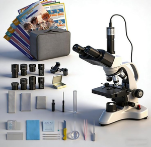 lot 5203 image: Vabiooth Split-Control Design Lab Compound Trinocular Microscope 40X-5000X Magnification with Two-Layer Mechanical Stage, Camera and Free Software, Experiment Kits & Manual for Adult Student - Retail $383