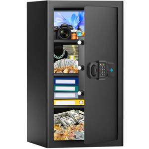 lot 5204 image: 7.0 Cuft Large Fireproof Safe for Home, Fire Safe Box with Dual Alarm, Buil-in LED Light, Spare Keys, Anti-theft Home Safes for Document, Jewelry, Cash, Ammo, 12.2in D x 13.8in W x 27.6in H Retail $169.99 - Retail $170