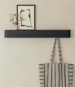 lot 5211 image: Kazai. Coat Rack Wall Mount with Shelf Tone Modern Design Coat Hanger with Hidden Hooks and Storage Hat Rack with Shelf in Metal Wall Mounted Purse Organizer Black Retail $74.99