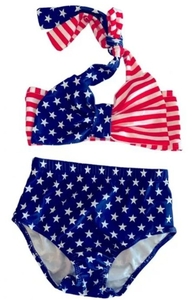 lot 2225 image: American Flag Patriotic Two Piece Bikini Size 7-8