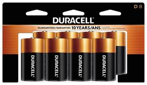 lot 2254 image: Duracell Coppertop D Batteries, 8 Count (Pack of 1), D Battery with Long-Lasting Power, All-Purpose Alkaline Battery for Household and Office Devices