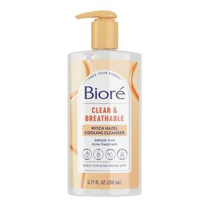 lot 2283 image: Biore Clear & Breathable Cooling Cleanser with Witch Hazel, Acne Treatment for Face, Face Scrub for Oily Skin, Salicylic Acid Cleanser, 6.77 Oz