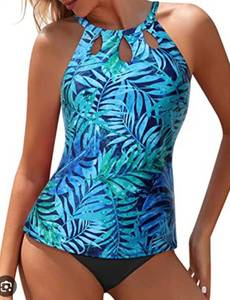 Yonique Womens Tropical Print Tankini Swimsuit Two Piece XL
