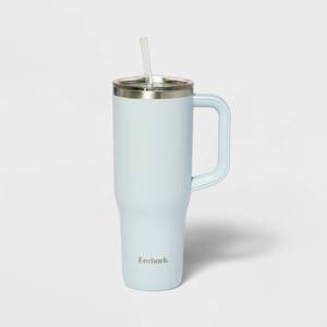 lot 2335 image: 40oz Stainless Steel Tumbler with Straw Light Blue - Embark