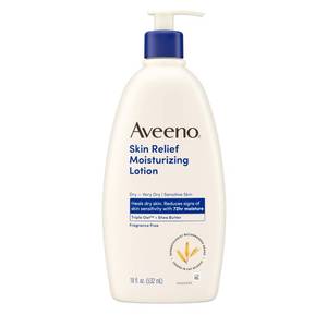 lot 2376 image: Aveeno Skin Relief Moisturizing Lotion Heals Very Dry, Sensitive Skin, Fast-Absorbing Body Lotion with Soothing Triple Oat & Shea Butter Formula, Fragrance Free, Non-Comedogenic, 18 fl. oz