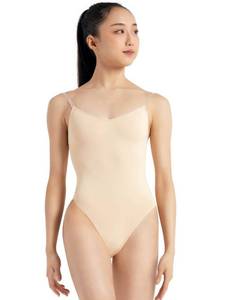 lot 2442 image: Capezio Womens Camisole Leotard with Clear Transition Straps, Nude, Medium