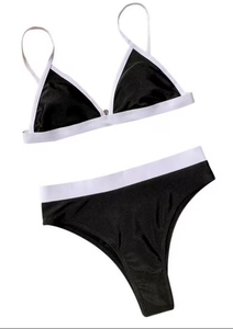 lot 2448 image: Womens Black and White Two-Piece Bikini Set Medium