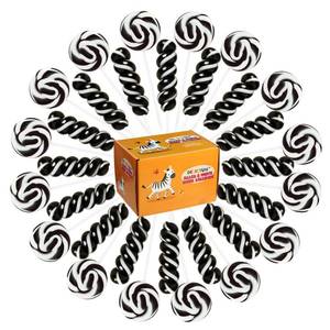 lot 2453 image: Black Swirl Lollipops 32 PK, Twisty & Swirl Individually Wrapped Lollipops Sucker Candy Bulk, Candy Birthday, Halloween Suckers Lollipops Snacks, Trick or Treat, Candy Buffet Blackberry Flavor