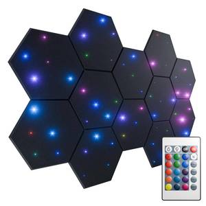 lot 1375 image: ZenSonic 12 Pack Self-adhesive Sound Proof Foam Panels for Walls 12 X 10 X 0.4 - Hexagon Acoustic Panels with Fiber Optic Starlight, Stylish Soundproof Wall Panels Absorb Noise and Wall Decor Black