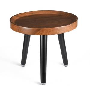 lot 1380 image: KGPLOME Indoor Plant Stand,Wood Mid Century Plant Table in Walnut Finish,Tall Plant Stand for Flower Pot,Modern Round Small Side End Table with Raised Design (Walnut, 12x10.8)