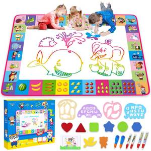 lot 2234 image: Water Doodle Mat - Kids Painting Writing Doodle Toy Board - Color Doodle Drawing Mat Bring Magic Pens Educational Toys for Age 3 4 5 6 7 8 9 10 11 12 Year Old Girls Boys Age Toddler Gift (Pink)