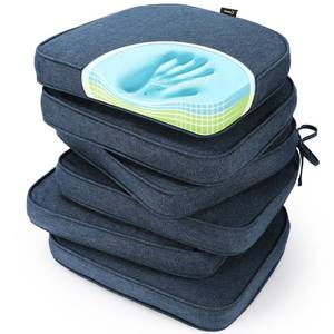 lot 3824 image: SUNROX Gel Memory Foam Chair Cushions, FadeShield Water-, Stain-Resistant Durable Reversible Seat Cushion Pads with Ties for IndoorOutdoor Kitchen Dining Office, 17x16, Set of 6, Heather Indigo