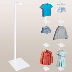 lot 3832 image: koretech Standing Clothes Rack, 21 - 36 Height Adjustable Clothes Hanger Stand, Metal Clothes Rack, Clothing Display Rack, Garment Display Stand for Thrift Shops and Retail Store, White, 1Pack