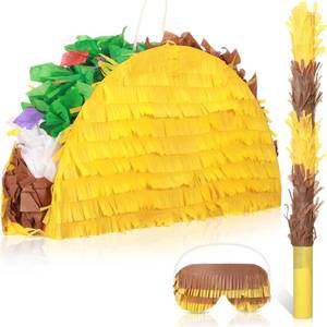 lot 3833 image: Sratte Taco Pi�ata Set Mexican Birthday Party Decorations Cinco De Mayo Fiesta Theme Taco Pinata with Plastic Stick and Blindfold for Mexican Themed Party Supplies Favors, 15 x 8 x 3 Inches
