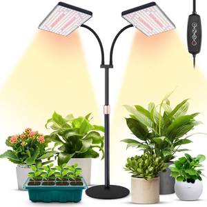 lot 3840 image: LBW Upgraded Desk Grow Lights for Indoor Plants, Dual-Head 428 LED Tabletop Full Spectrum Grow Light, with 3612H Timer, 6 Brightness Levels, 3 Lighting Modes, Height Adjustable for 10-26 inches
