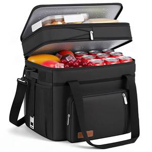 lot 3843 image: MIYCOO Cooler Bag Double Deck - 60 Can Leakproof Insulated Portable Soft Lunch Cooler, Extra Large Expandable Ice Chest Cooler for Beach, Picnic, Camping, Shopping