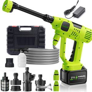 lot 3844 image: Wadaddy Portable Car Washer Accessories, 1100PSI 2.4GPM, 6-in-1 Nozzle, 10 Pressure Settings, Battery Display, for CarGardenFloorYards